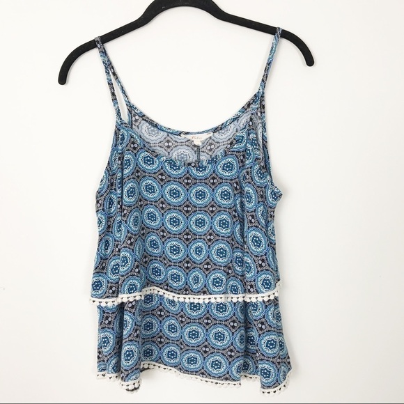 NABEE Tiered Flowy Bohemian Tank Top Cami Medium - Picture 2 of 7